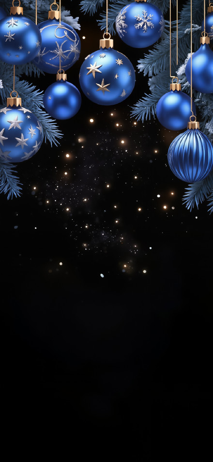 Blue Christmas Ornaments with Snowflakes 4K UHD Wallpaper
