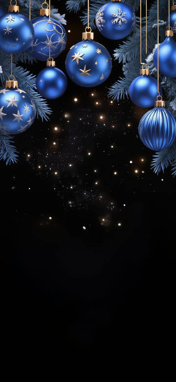 Blue Christmas Ornaments with Snowflakes 4K UHD Wallpaper