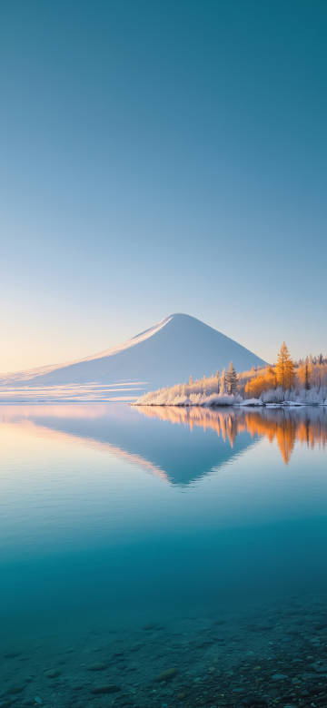 Peaceful Winter Landscape with Mount Fuji Reflection 4K UHD Wallpaper