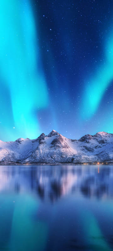 Aurora Mountain Lake Scenic Area Phone Wallpaper