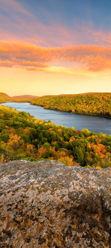 Autumn River and Forest Scenery Phone Wallpaper