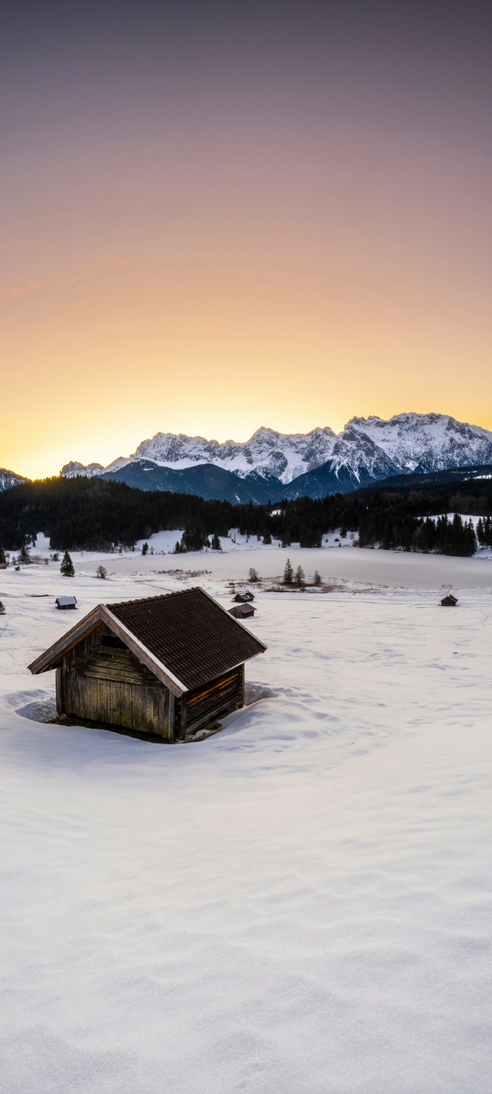 Winter Alpine Snow Scenery Phone Wallpaper